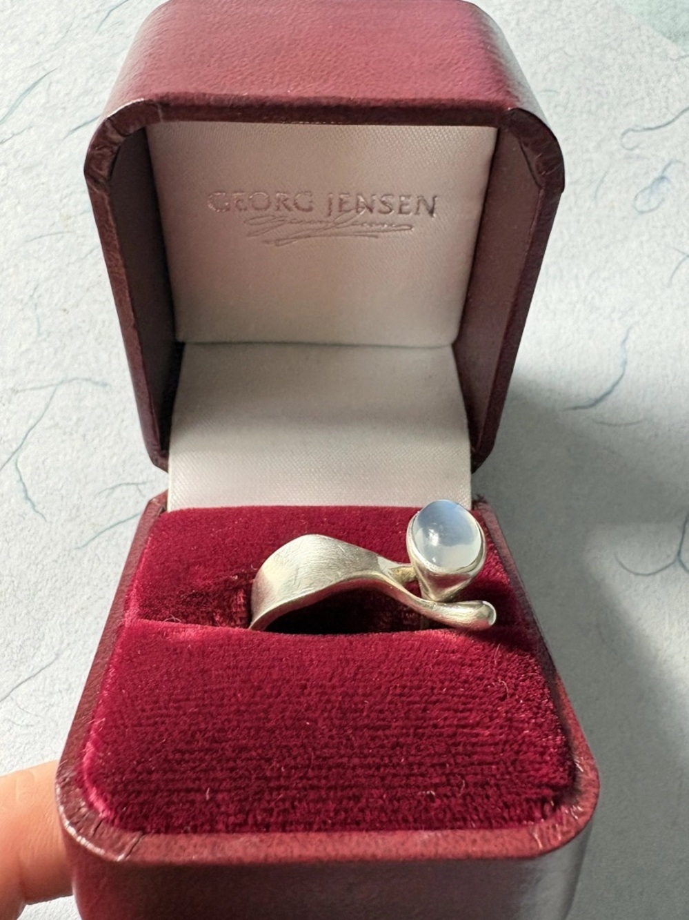 Vintage georg Jensen silver blue moonstone ring 52
